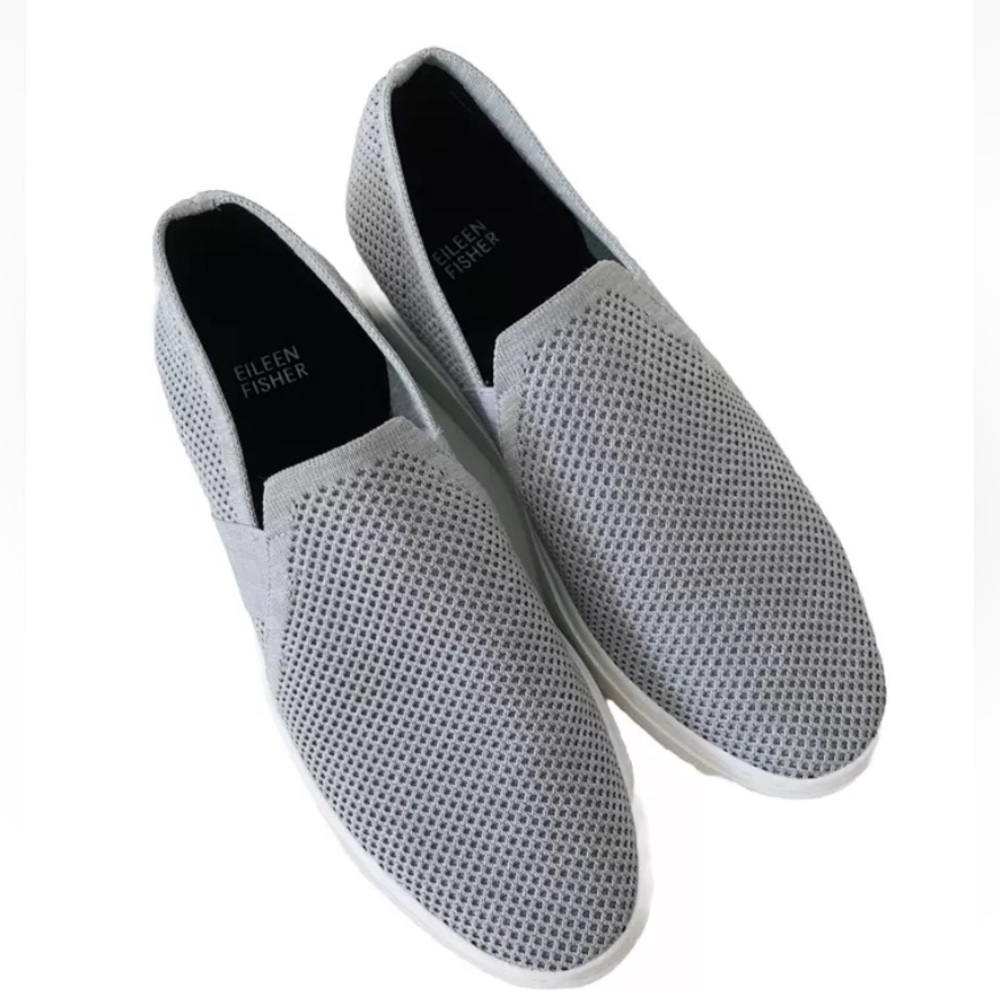 Eileen Fisher Slip On Platform Sneakers Women Size 9 Gray Minimalist Comfy